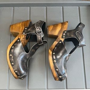 Matisse Colby Clog size 8 wood leather healed shoes sling back